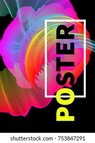 Creative music summer bright poster. Curves, wavy lines. Template for flyer, card, banner. Vector illustration