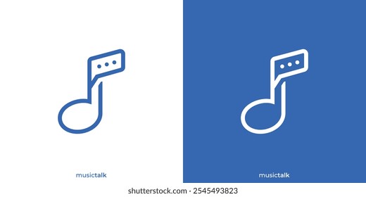 Creative Music Talk Logo. Music Note and Bubble Chat with Linear Outline Style. Music Chat Logo, Icon, Symbol, Vector, Design Inspiration.