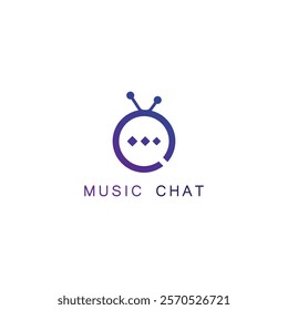 Creative Music Talk Logo. Music Note and Bubble Chat with Linear Outline Style. Music Chat Logo, Icon, Symbol, Vector, Design Inspiration.
