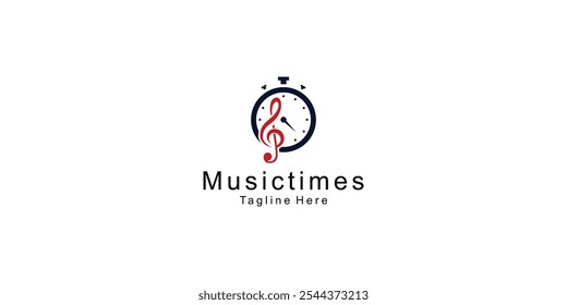 Creative music times logo design with unique concept premium vector