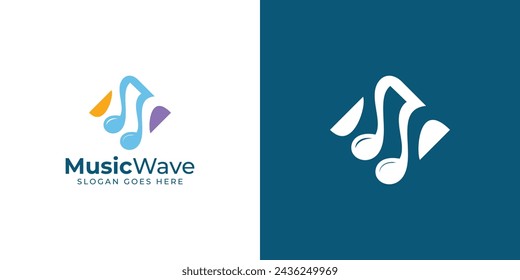 In: Creative Music Wave Logo. Key Note und abstrakte Soundwave mit Modern Style. Musical-Logo-Symbol-Vektor-Design-Vorlage.