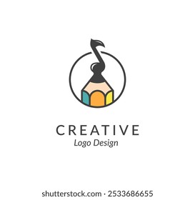 Creative music writer logo design vector template