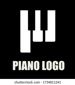 creative musical logo on black background, piano logo vector illustration