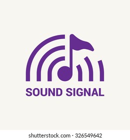 Creative musical logo. Radio, sound signal podcast.