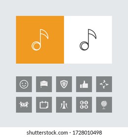 Creative Musical Note Line Icon with Bonus Icons. 