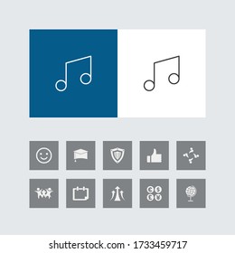 Creative Musical Note Line Icon mit Bonus Icons. 