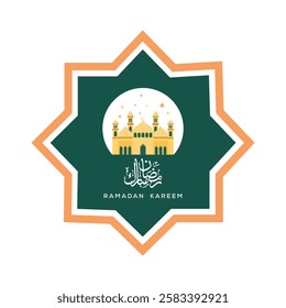 Creative muslim ramadan  kareem calligraphy design with islamic background.