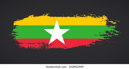 Creativa bandera de un país de Birmania ondulada para el día de la independencia