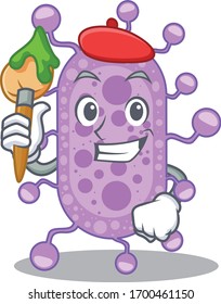 A creative mycobacterium artist mascot design style paint with a brush