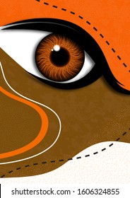Creative mystic eye, flowing style, bright dynamic shapes and lines, colorful background, texture. Poster, banner, flyer. Vector illustration for your design.