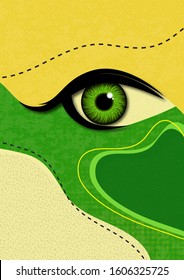 Creative mystic eye, flowing style, bright dynamic shapes and lines, colorful background, texture. Poster, banner, flyer. Vector illustration for your design.
