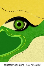 Creative mystic eye, flowing style, bright dynamic shapes and lines, colorful background, texture. Poster, banner, flyer. Vector illustration for your design.