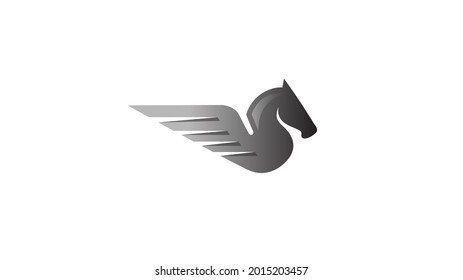 creative mythical pegasus horse wings logo vector  design illustration