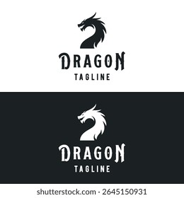 Lenda mitológica criativa fogo dragão logotipo design.logo para emblema, tatuagem, branding.