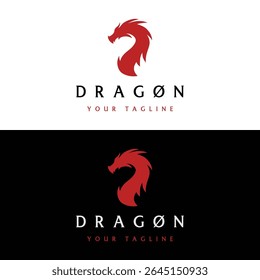 Creative mythological legend fire dragon logo design.logo for emblem, tattoo, branding.