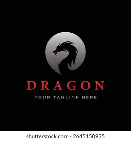 Lenda mitológica criativa fogo dragão logotipo design.logo para emblema, tatuagem, branding.