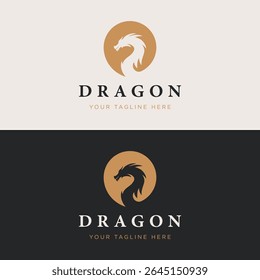 Lenda mitológica criativa fogo dragão logotipo design.logo para emblema, tatuagem, branding.