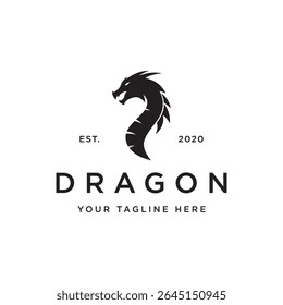 Lenda mitológica criativa fogo dragão logotipo design.logo para emblema, tatuagem, branding.