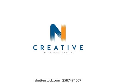 Creative N Brush Letter Logo vector. N letter mark logo Design.