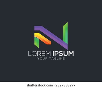 Creative N letter 3D or Colorful logo