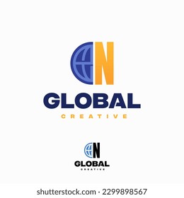 Creative N Letter Globe Concept Logo Design Template, World Planet Logo designs template