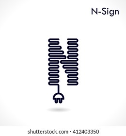 Creative N- letter icon abstract logo design vector template.Creative N- alphabet vector design.Business and education creative logotype symbol.Vector illustration