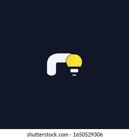Carta creativa con diseño de plantilla de logotipo de lámpara. Idea moderna de la bombilla, emblema, símbolo, icono en amarillo. Se puede utilizar para empresas, sitios web, folletos, afiches, aplicación, sitio web, UI.