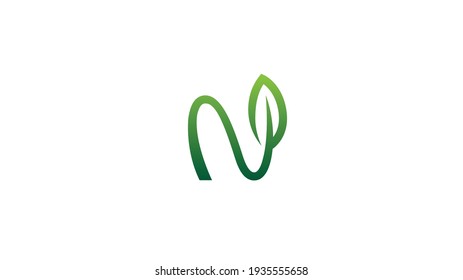 Vector de logotipo verde de hoja de letra N creativa
