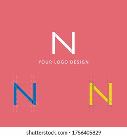 Creative N Letter Logo Design With Shapes and Shadow.