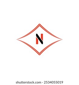 Creative N Letter Logo Design with  Icon Vector Illustration.