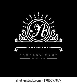Creative n letter logo on black background.