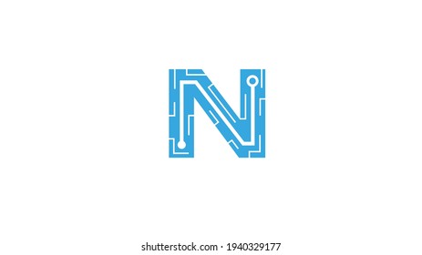 Vector de logotipo de tecnología de carta Creative N