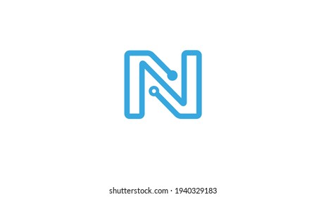 Creative N Letter Technology Logo Vector