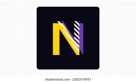 Creative N Letter Vector Colorful Logo, Stylish Cut Lines Logo Sign N Letter, N Character Logo Symbol