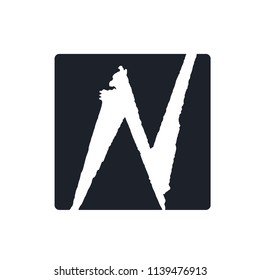 Creative n letter vector logo design. Handwritten text with paint brush texture. Monogram vector sign. Character logotype symbol. Icon design