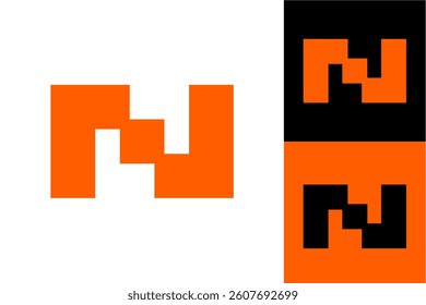 Creative N Symbol Logo in Block Style