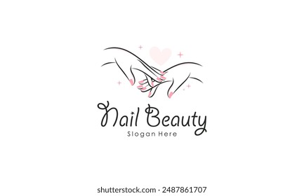 Creative Nail Beauty Logo Design. Salon, Makeup, Fashion, Beauty, and Care Logo Concept