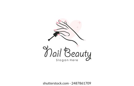 Creative Nail Beauty Logo Design. Salon, Makeup, Fashion, Beauty, and Care Logo Concept