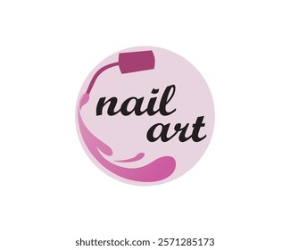 creative nail polish brush with circular nail polish logo design