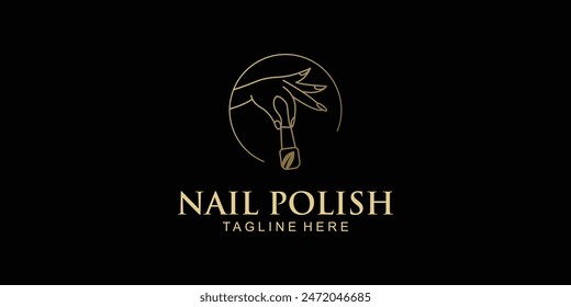 Creative nail polish studio logo design with modern concept, premium vector
