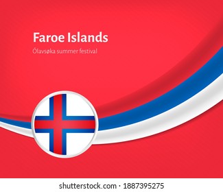 Creative national day of Faroe Islands greeting background with wavy flag illustration