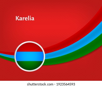 Creative national day of Karelia greeting background with wavy flag illustration