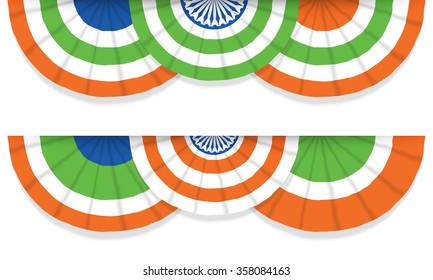 Creative National Flag colours bunting for Happy Indian Republic Day celebration.