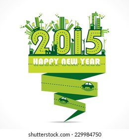 creative natural or eco-city new year 2015 design vector