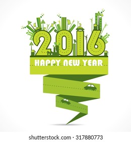 creative natural or eco-city new year 2016 design vector