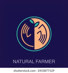 Creativo agricultor natural y logotipo de la hoja. Transiciones de color de diseño exclusivo. Vector de Plantilla de logo de cultivo y agricultura.