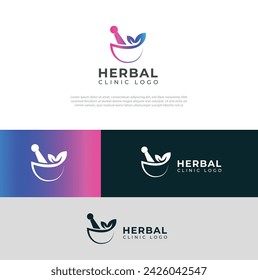 Plantilla de diseño de logotipo de clínica herbaria natural creativa.