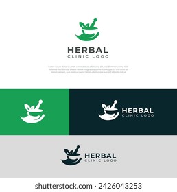 Plantilla de diseño de logotipo de clínica herbaria natural creativa.