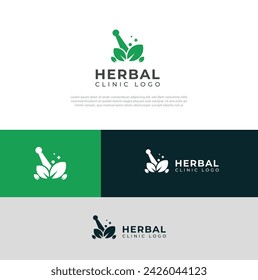 Plantilla de diseño de logotipo de clínica herbaria natural creativa.