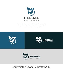 Plantilla de diseño de logotipo de clínica herbaria natural creativa.